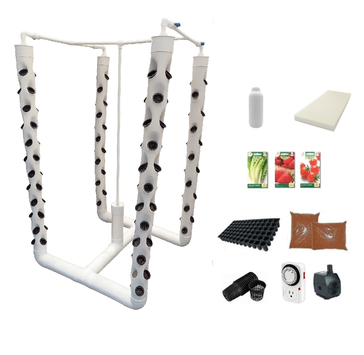 4 TORRES DE CULTIVO AEROPONIA PARA HORTALIZAS 144 PLANTAS