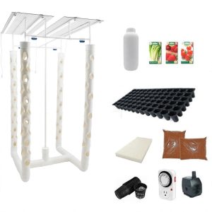 Set de 4 Torres De Cultivo Aeroponia Para Hortalizas 144 Pots Con Leds
