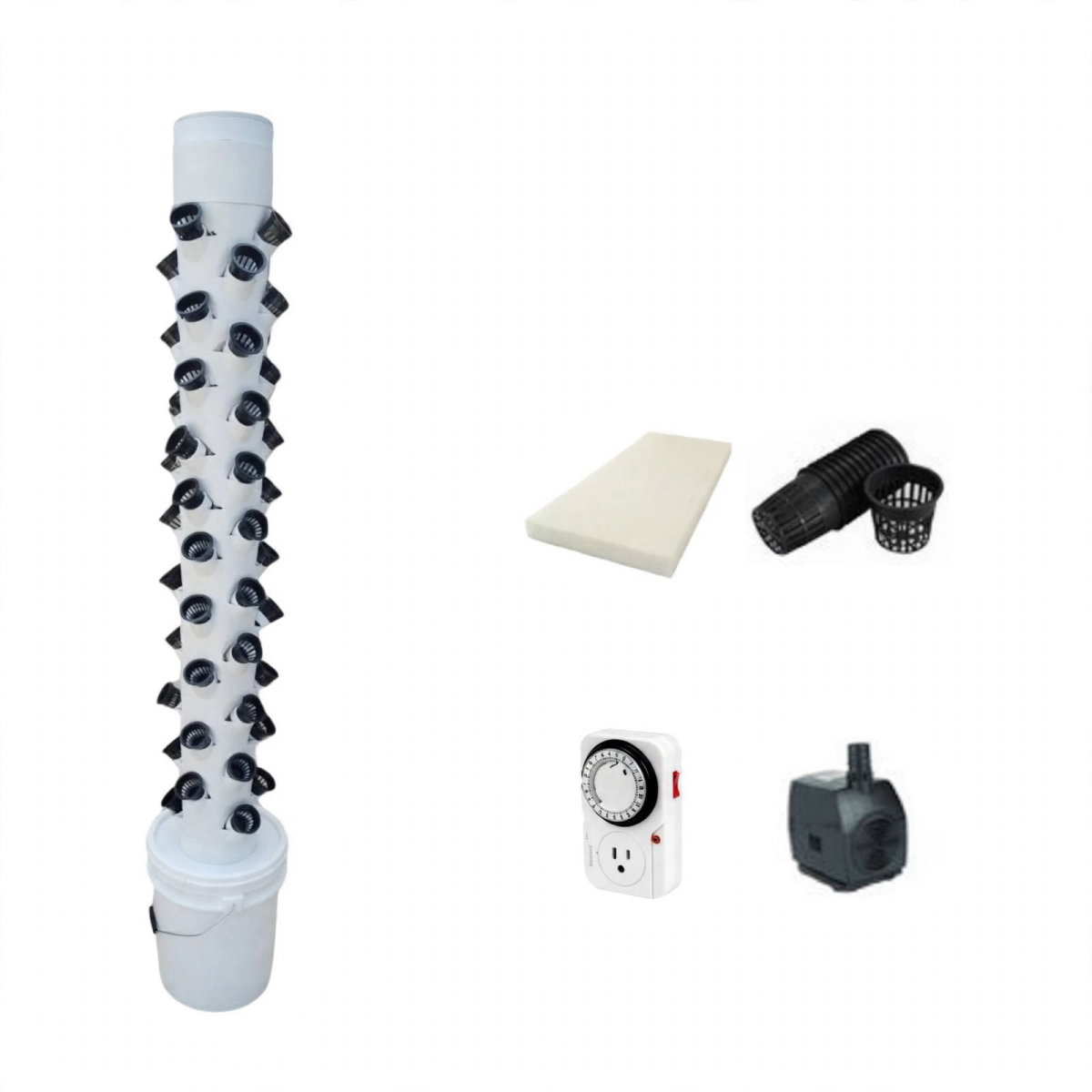 Torre de Cultivo Aeroponia Para Hortalizas 60 Pots Kit Basico