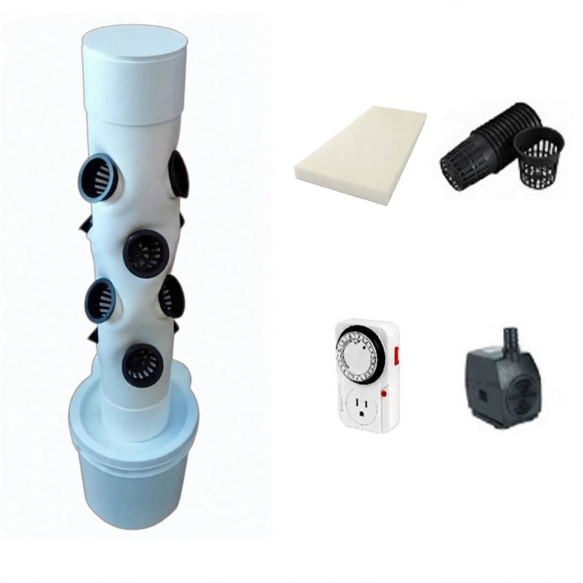 Torre de Cultivo De Aeroponia Para Hortalizas 12 Pots Kit Basico